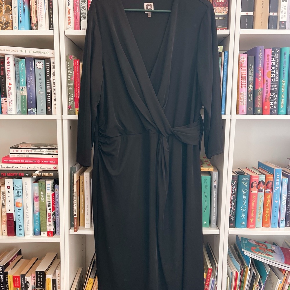 Anne Klein Black Dolman Sleeve Wrap Gown
